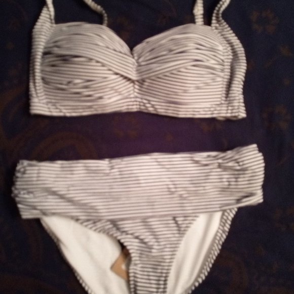 Bond-Eye Australia NipTuck Striped Bikini Set Sz 12 D/DD - Picture 8 of 14